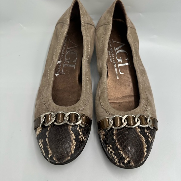 AGL Attilio Giusti Leombruni Snakeskin Captoe Ballet Flats Sz 8.5M - Picture 8 of 11